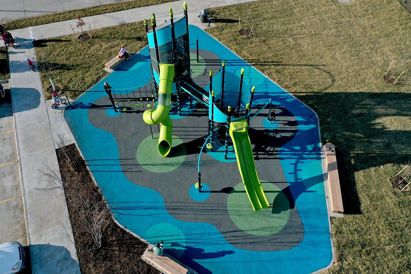 aerial view Glynn Village Park play equipment