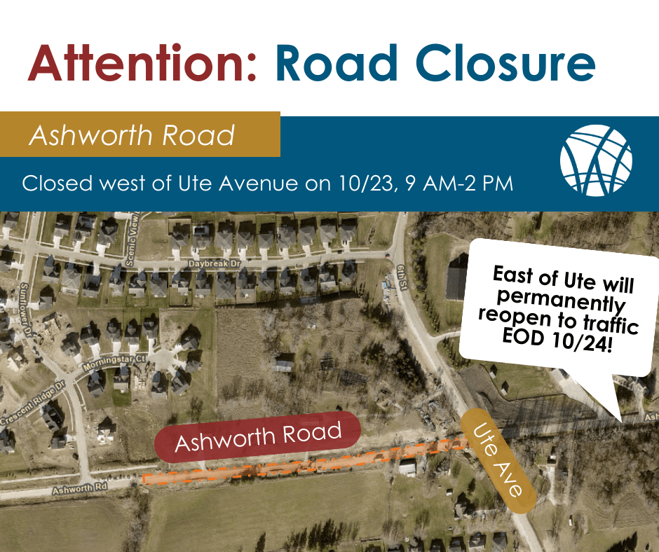 Map for road closure on Ashworth Road