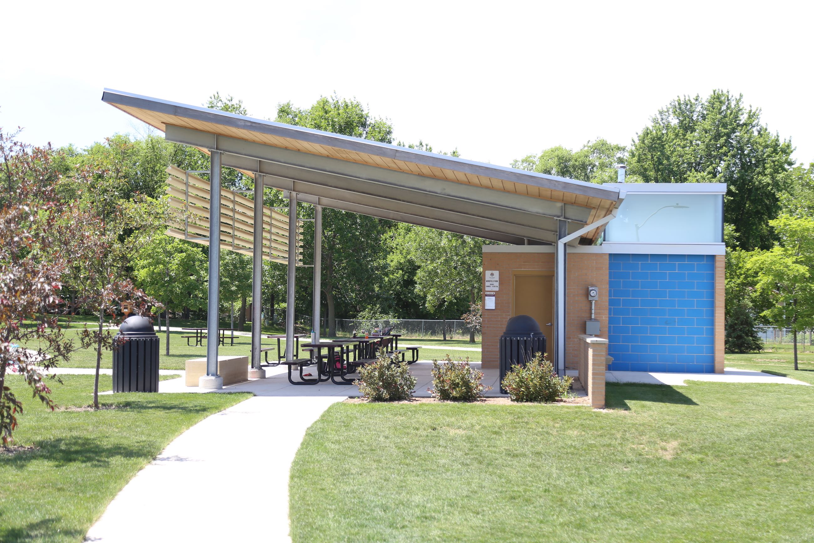 Windfield Park open shelter on a sunny day