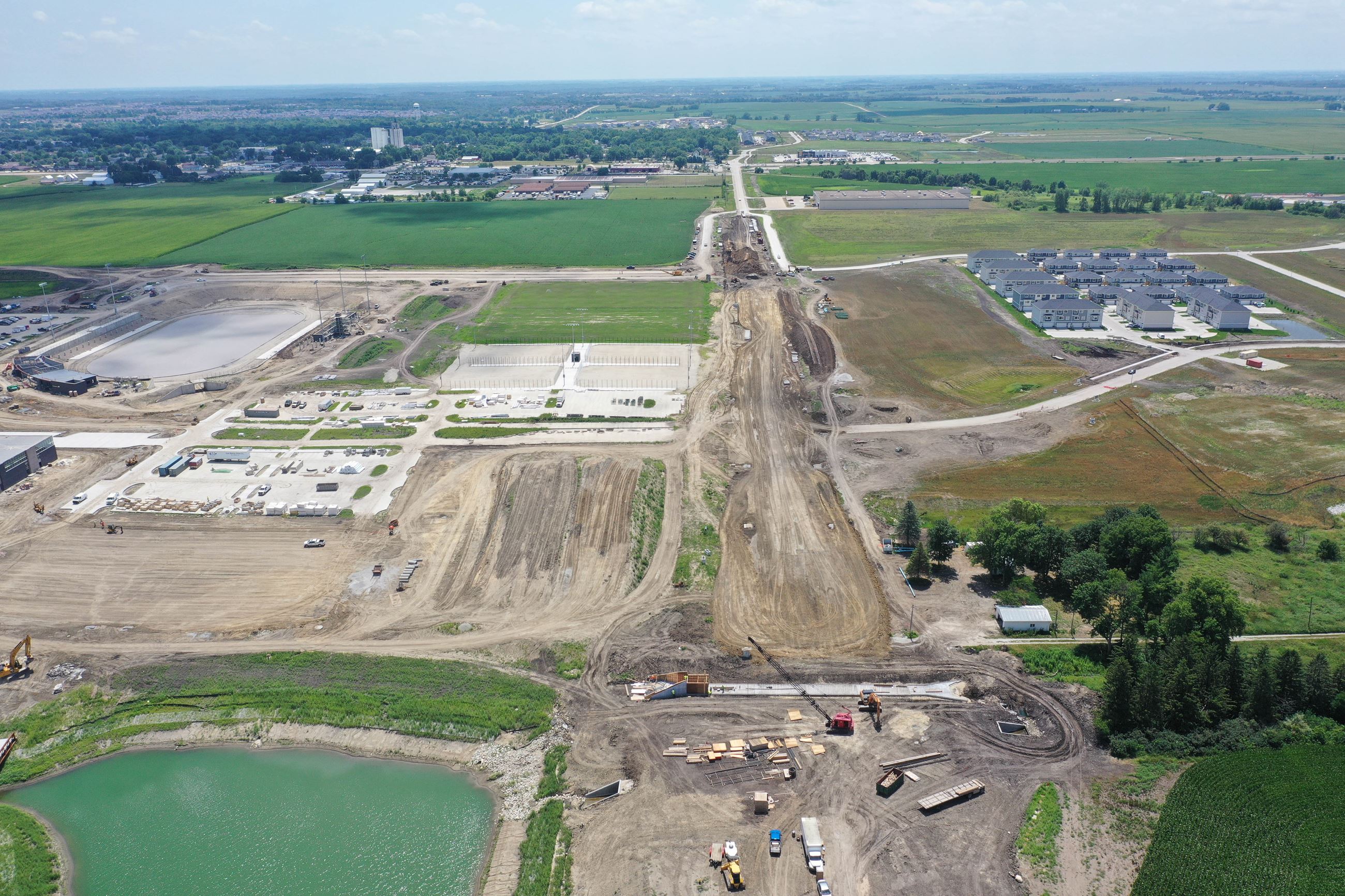 An aerial view of the 10th Street construction site near the new Northwest High School