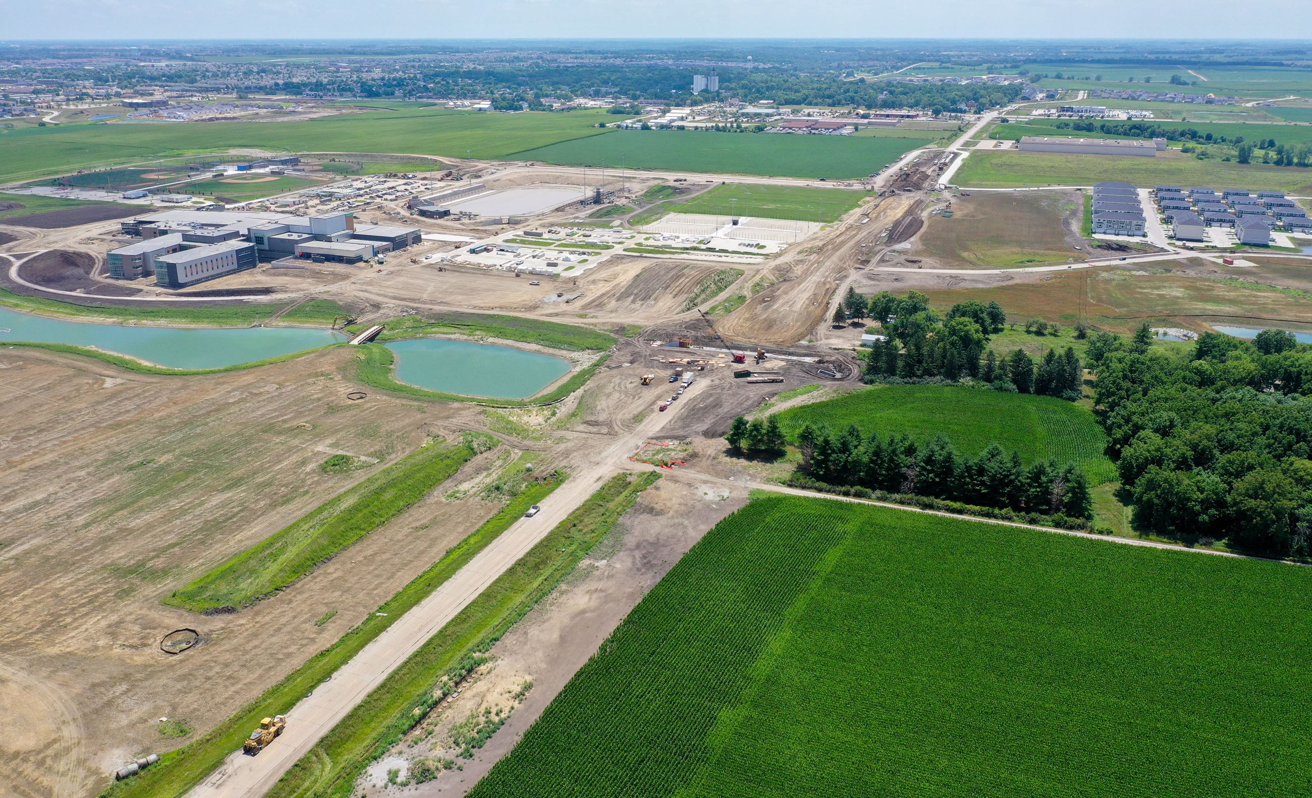 An aerial view of the 10th Street construction site near the new Northwest High School
