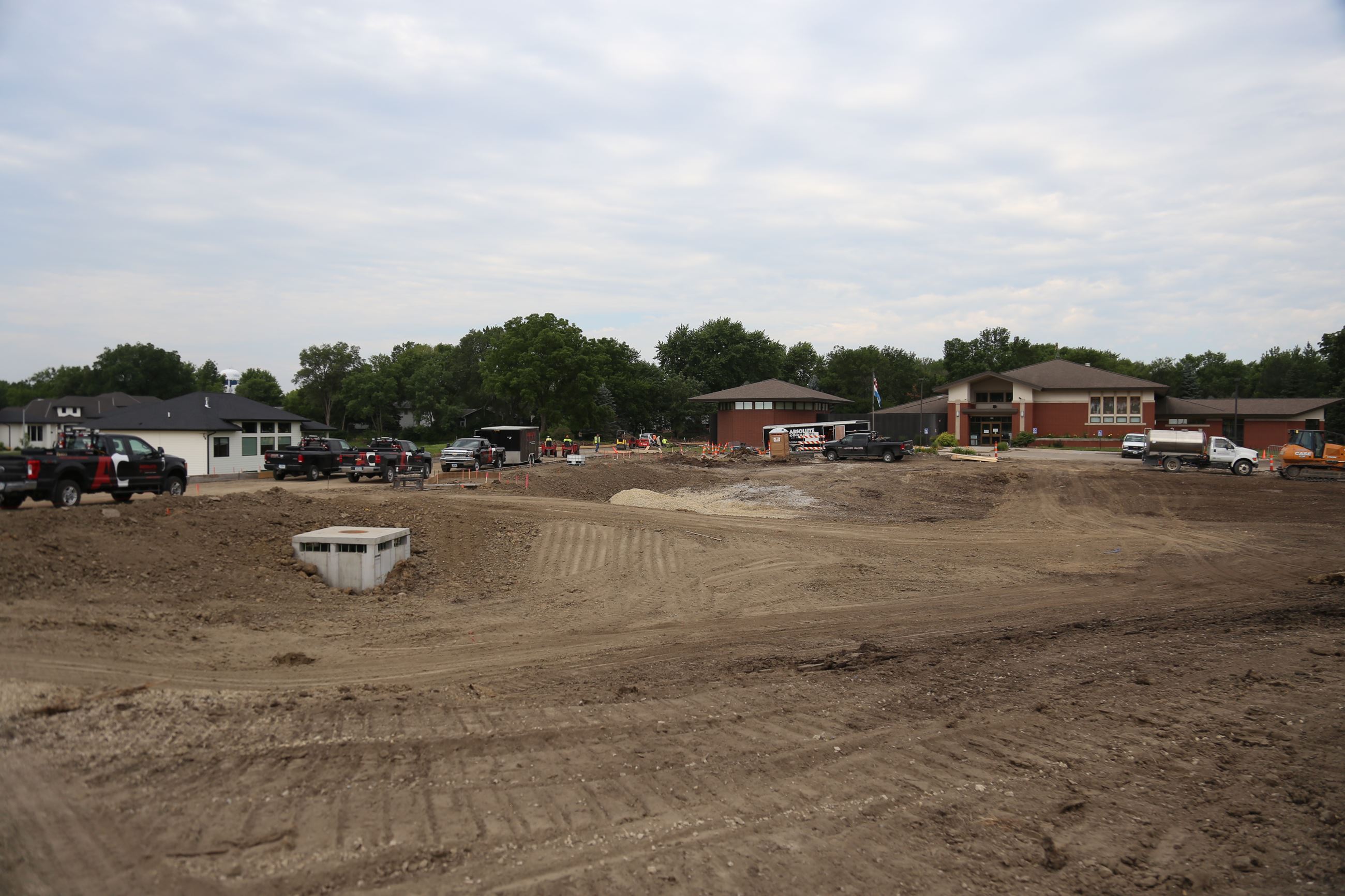 Photo showing paving work at the Waukee Public Library