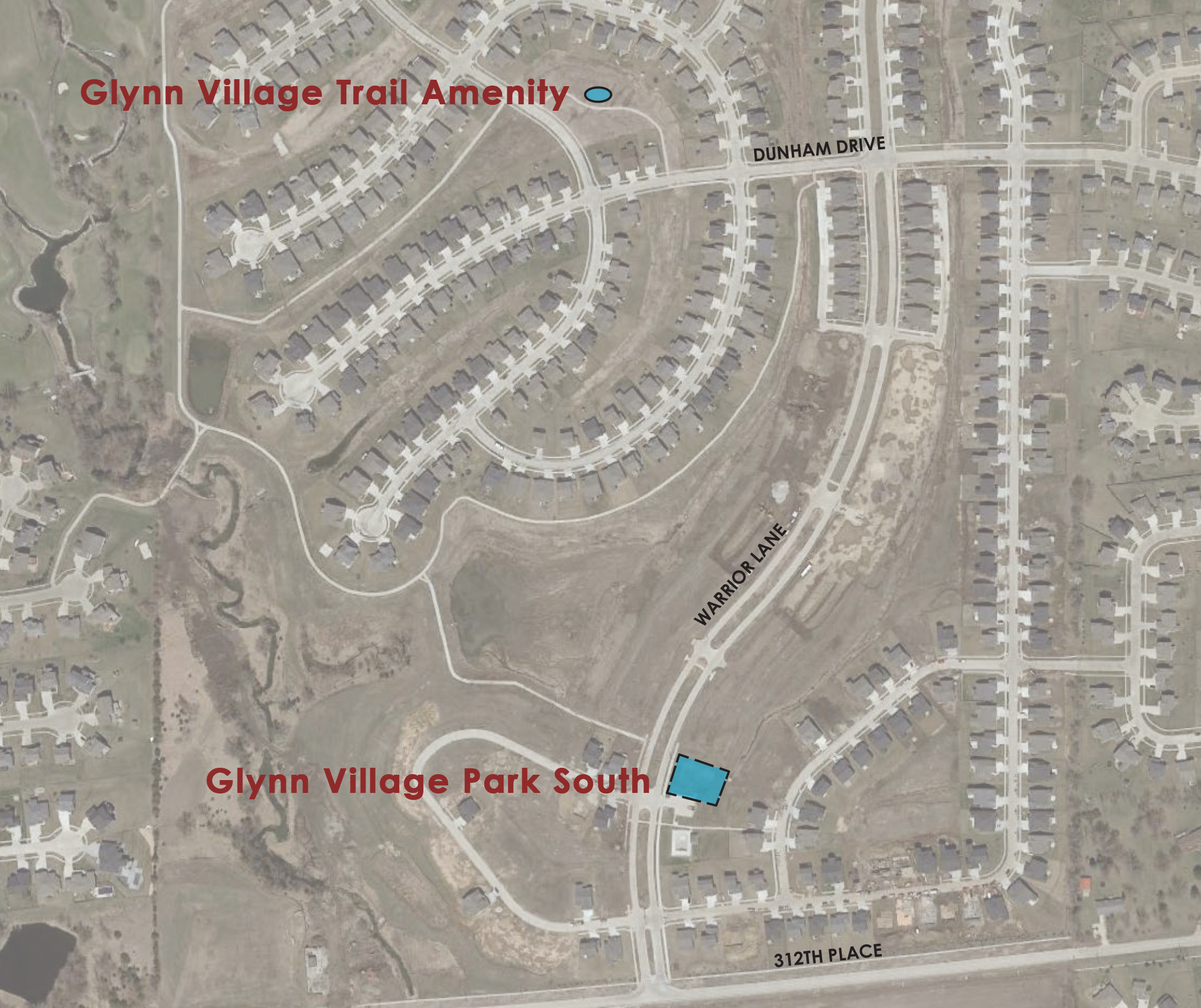 map marking the location of the playground and the natural playscape in the Glynn Village area